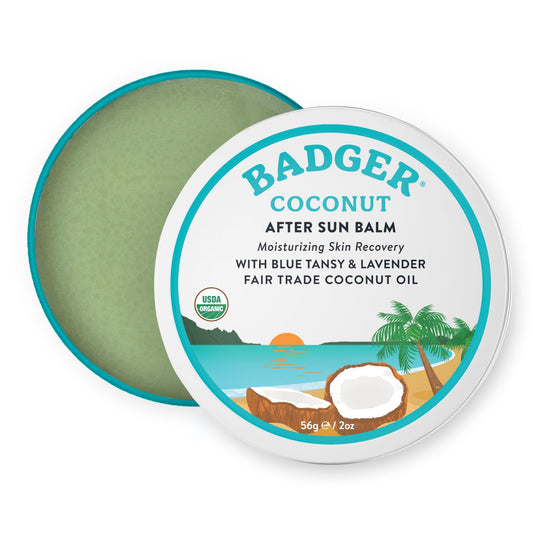 Coconut after Sun Balm with Organic Cocoa Butter & Shea Butter, Rescue Balm, Soothing & Cooling Balm for Tight Dry Skin after Sun Exposure, 2 Oz